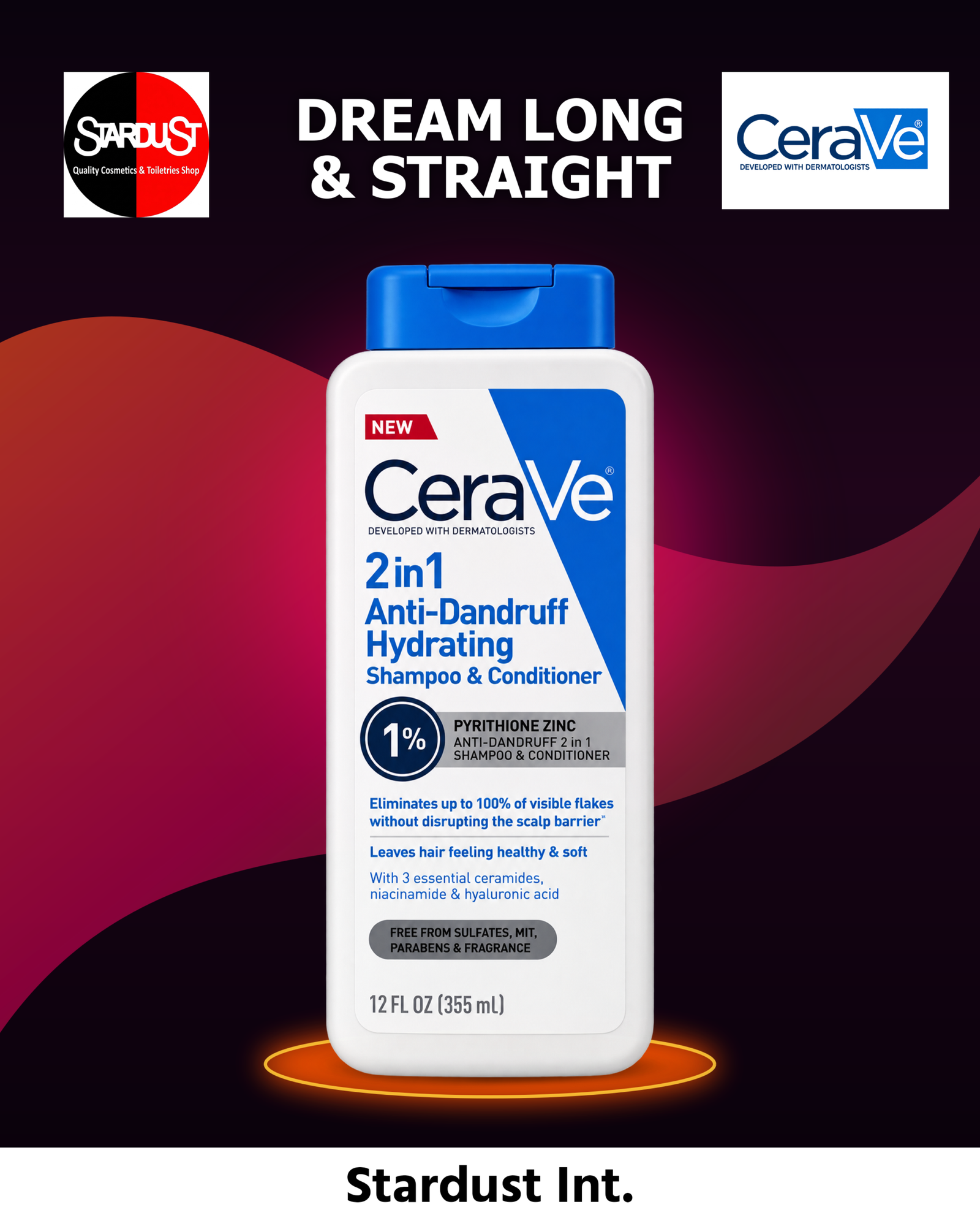 Cerave 2 in 1 Anti Dandruff Hydrating Shampoo & Conditioner 355ml
